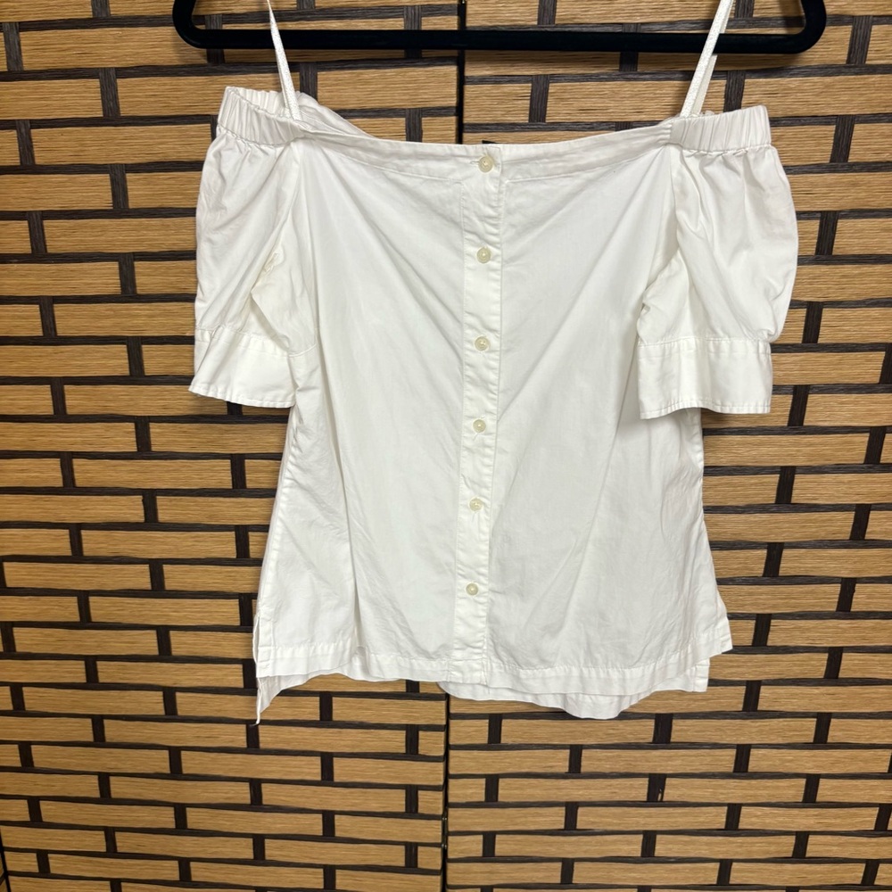 Lauren Ralph Lauren White Button Front Off Shoulder Top Size 6P